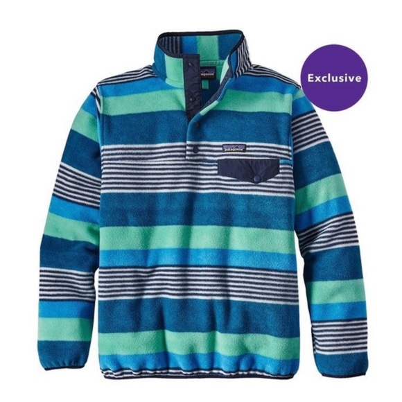 Patagonia Sweaters - Patagonia Synchilla Fleece Pullover Striped Blue Green XXS